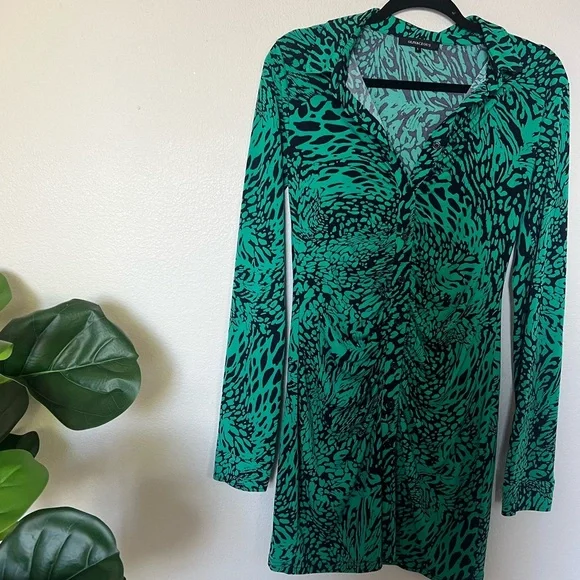 OLIVACEOUS Green & Black Animal Print Dress (NWT) - Picture 2 of 5